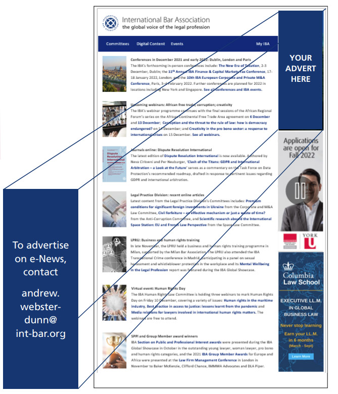 e-News advertising example